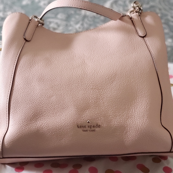 KATE SPADE โ ๏ธ NEW YORK TEXTURED GRAIN LEATHER SHOULDER BAG (LARGE) ..LT PINK ๐ - Picture 6 of 11